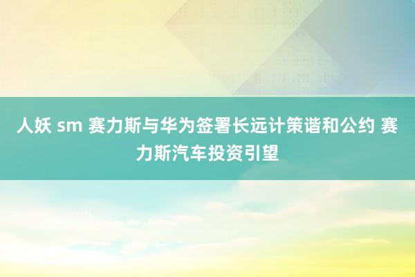 人妖 sm 赛力斯与华为签署长远计策谐和公约 赛力斯汽车投资引望
