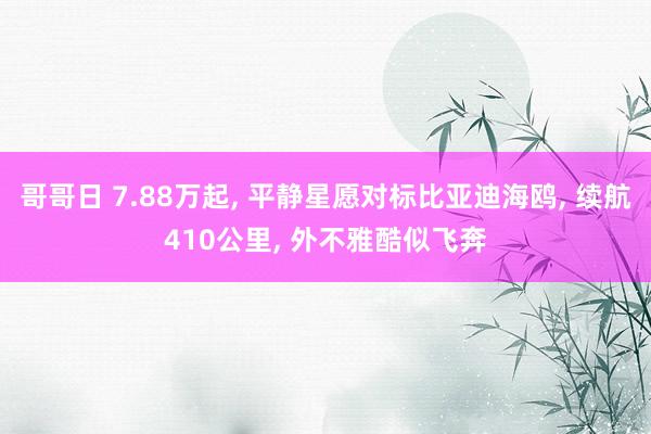 哥哥日 7.88万起， 平静星愿对标比亚迪海鸥， 续航410公里， 外不雅酷似飞奔