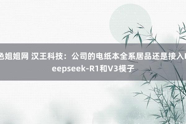 色姐姐网 汉王科技：公司的电纸本全系居品还是接入Deepseek-R1和V3模子