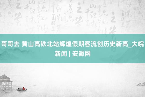 哥哥去 黄山高铁北站辉煌假期客流创历史新高_大皖新闻 | 安徽网