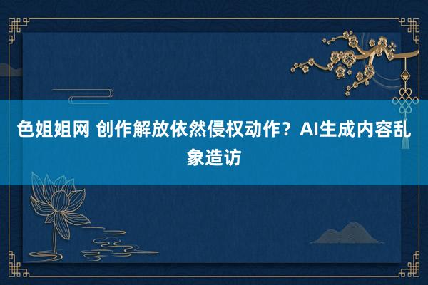 色姐姐网 创作解放依然侵权动作？AI生成内容乱象造访