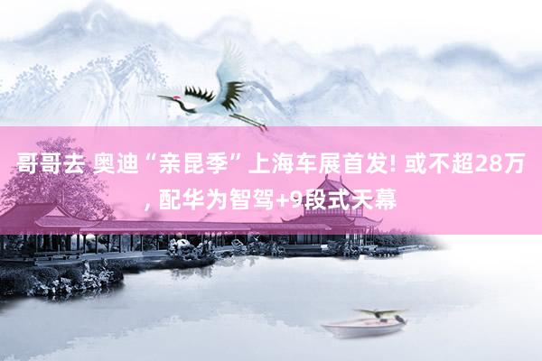 哥哥去 奥迪“亲昆季”上海车展首发! 或不超28万， 配华为智驾+9段式天幕